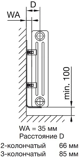 Радиатор стальной трубчатый Zehnder Charleston Completto 3057/24 V001½&quot; 9016