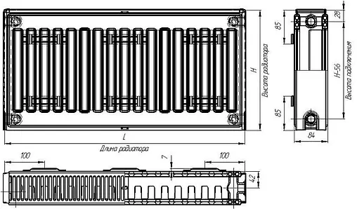 Радиатор стальной панельный Лидея Компакт ЛК 22 тип 22 500 x 800 мм ЛК 22-508