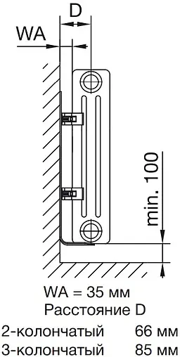 Радиатор стальной трубчатый Zehnder Charleston Completto 3057/24 V001½&quot; TL 0325