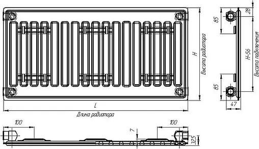 Радиатор стальной панельный Лидея Компакт ЛК 10 тип 10 500 x 500 мм ЛК 10-505