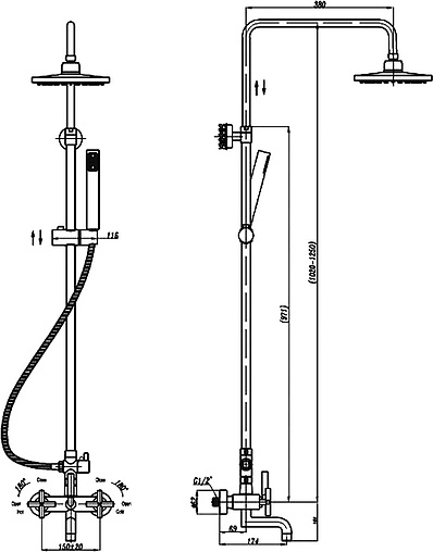 Душевая система со смесителем для ванны BelBagno Vittoria хром VIT-VSC-CRM