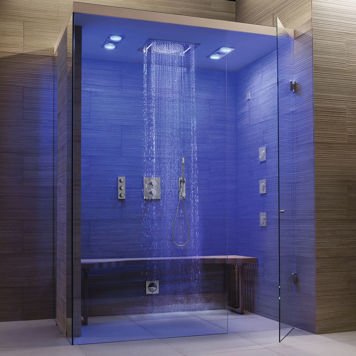 Встроенные души. Душ Grohe Rainshower 27939001. Верхний душ Grohe 27939001. Верхний душ встраиваемый Grohe Rainshower f-Series 27939001 хром. Душевая комната.
