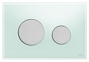 Клавиша смыва для унитаза TECEloop 9240652 кнопки/хром матовый, панель/стекло мятный зеленый Клавиша смыва для унитаза TECEloop 9240652 кнопки/хром матовый, панель/стекло мятный зеленый
