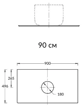 Столешница Kerama Marazzi Magica 90 серый матовый MA.1.0.SG519920R\90