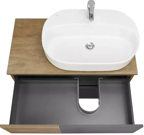 Тумба-умывальник подвесная Aquaton Терра 85 дуб кантри/антрацит 1A2472K4TEKA0