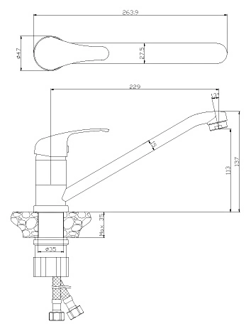 Смеситель для кухни Rossinka хром Y35-21U