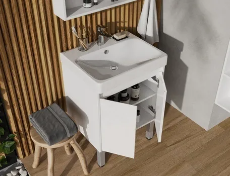 Тумба-умывальник Aquaton Сканди Doors 55 белый матовый/белый глянец 1A2788K0SD010