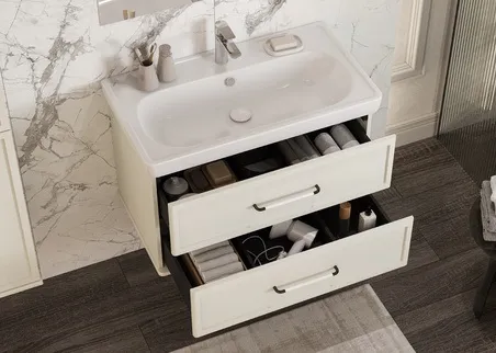 Тумба-умывальник подвесная Aquaton Нео-Классика 85 белый камень 1A2863K1NCTG0