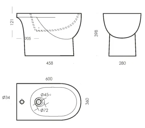 Биде напольное Sanita luxe Art белый BD.FS/Art/C/WHT.G/S1