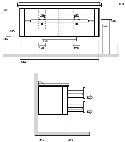 Тумба под умывальник Kerasan Waldorf 150 noce (орех) 925446