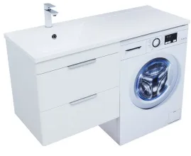 Тумба-умывальник над стиральной машиной Aquanet Ирис new 120 L белый глянец 00310144+НФ-00007663 Тумба-умывальник над стиральной машиной Aquanet Ирис new 120 L белый глянец 00310144+НФ-00007663, 1