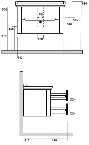 Тумба под умывальник Kerasan Waldorf 80 noce (орех) 925646