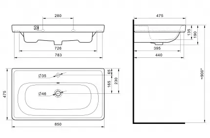 Раковина Santek Нео Классик 85 белый 1WH501782