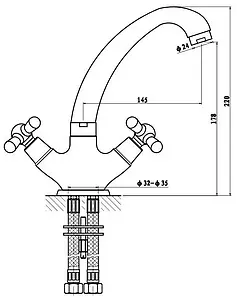 Смеситель для кухни Gross Aqua Retro бронза 6014012BRL-A03 Смеситель для кухни Gross Aqua Retro бронза 6014012BRL-A03, 2