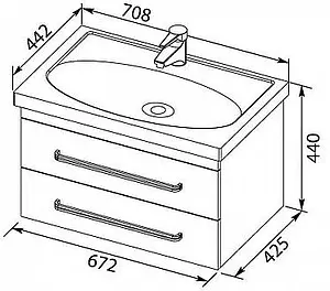 Тумба-умывальник подвесная Aquanet Сиена 70 белый 00186361+00185343 Тумба-умывальник подвесная Aquanet Сиена 70 белый 00186361+00185343, 2