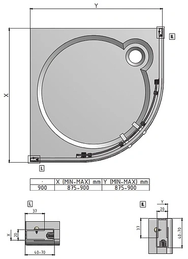 Душевое ограждение 900x900мм прозрачное стекло Roltechnik Exclusive Line ECR2N/900 561-9000000-00-02