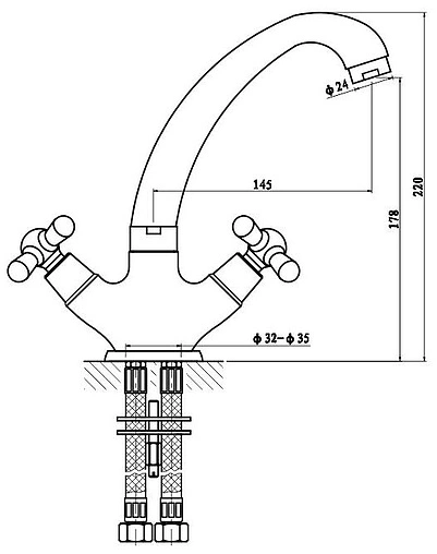 Смеситель для кухни Gross Aqua Retro бронза 6014012BRL-A03