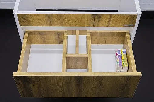 Тумба-умывальник подвесной Домино Uno 60 дуб вотан/белый DU1512T+WB.FN/Fest/60-C/WHT.G/S1