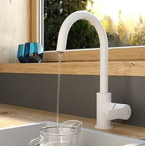 Смеситель для кухни с подключением к фильтру IDDIS Pure белый матовый PURBNFJi05, 4