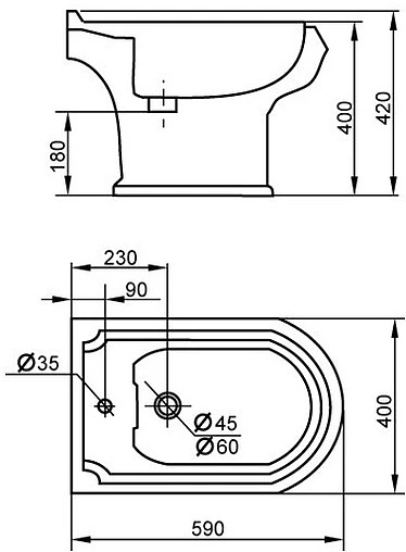 Биде напольное Cezares King Palace белый CZR-618-T