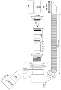 Слив-перелив для ванны Mc Alpine хром MRB12-PB Слив-перелив для ванны Mc Alpine хром MRB12-PB, 2