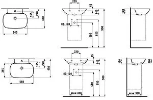 Раковина Laufen INO 56 белый 8.1030.2.000.104.1 Раковина Laufen INO 56 белый 8.1030.2.000.104.1, 2