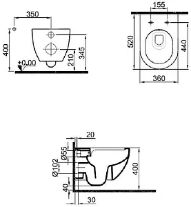 Унитаз подвесной безободковый Kale Zero 2.0 белый 7111863800 Унитаз подвесной безободковый Kale Zero 2.0 белый 7111863800, 2