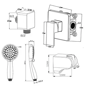 Смеситель для душа скрытого монтажа Swedbe Platta чёрный матовый 5550B, 2