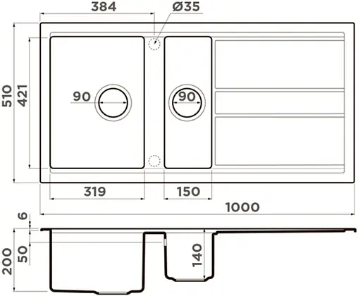 Мойка кухонная Omoikiri Kitagawa 100-2-GB графит 4993805