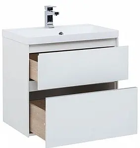 Тумба-умывальник подвесная Aquanet Гласс 60 белый 00196961+00179393, 4