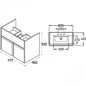 Тумба-умывальник подвесная Roca UP 80 белый глянец ZRU9303012+327470000 Тумба-умывальник подвесная Roca UP 80 белый глянец ZRU9303012+327470000, 2