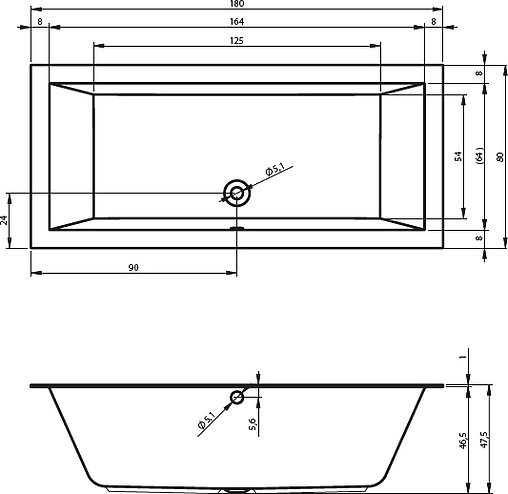 Ванна акриловая Riho LUGO VELVET 180x80 B133001105
