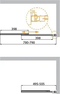 Шторка на ванну 800мм прозрачное стекло Cezares Slider 80 SLIDER-VF-11-80/150-C-Cr, 2