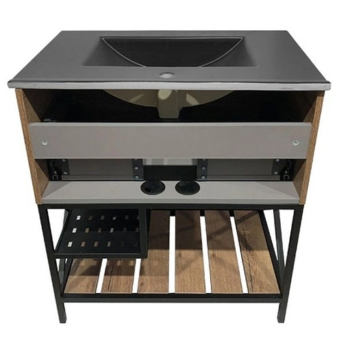 Тумба-умывальник напольная Comforty Бредфорд 75 дуб тёмный/чёрный 00004149064CF