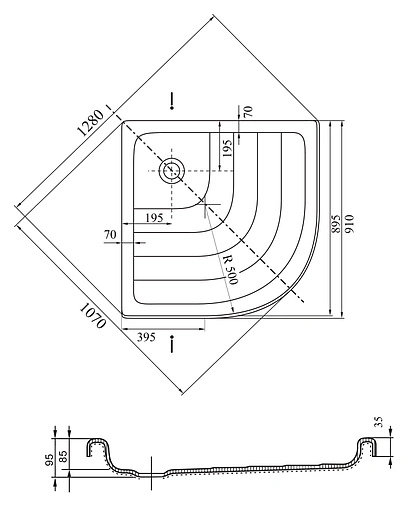Поддон для душа Ravak Ronda-90 LA A217001220