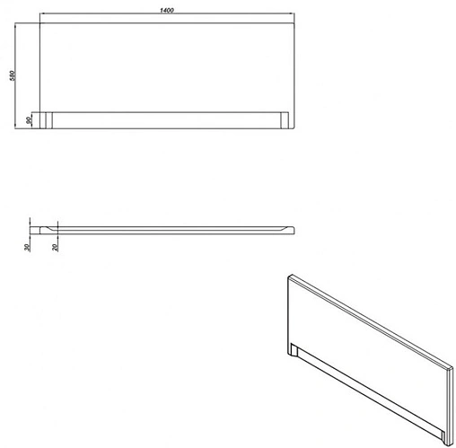 Панель для ванны фронтальная Cersanit Universal1 140 белый 63365