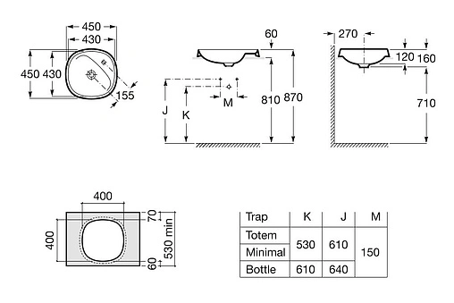 Раковина Roca Beyond 45 белый 3270B7000
