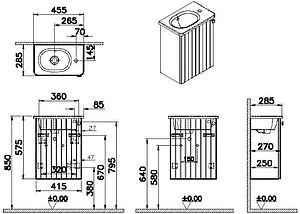 Тумба-умывальник подвесная VitrA Root Groove 45 L белый 69191 Тумба-умывальник подвесная VitrA Root Groove 45 L белый 69191, 2
