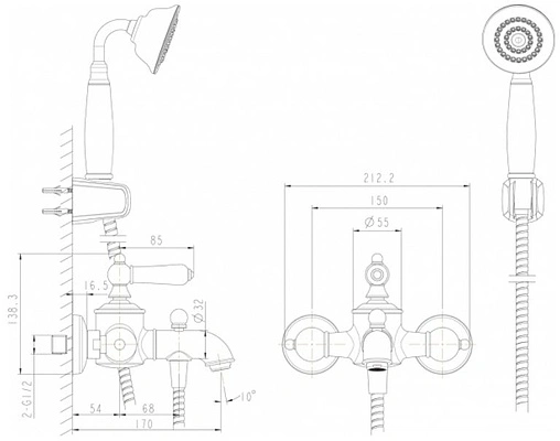 Смеситель для ванны Bravat Art хром F675109C-B