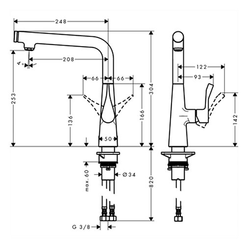 Смеситель для кухни Hansgrohe Metris Select M71 260 1jet хром 73811000