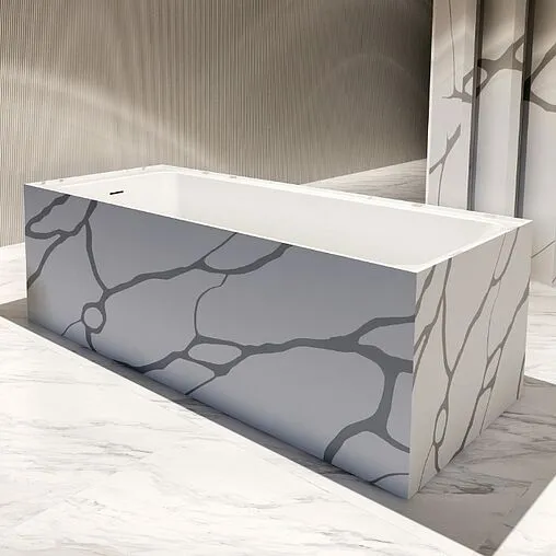 Ванна отдельностоящая из искусственного камня Abber Blitz 180x80 белый мрамор AS9502GB