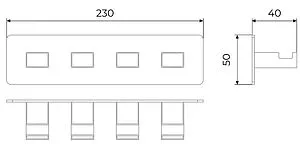 Планка с 4-мя крючками Timo Selene хром 10015/00 Планка с 4-мя крючками Timo Selene хром 10015/00, 2