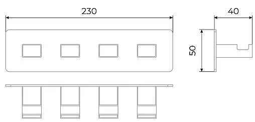 Планка с 4-мя крючками Timo Selene хром 10015/00