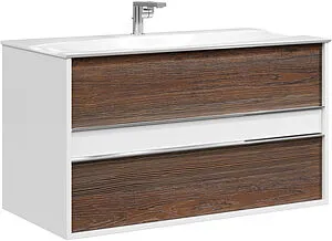 Тумба-умывальник подвесная Clarberg Evolution T10/CD 100 крафт тёмный/белый EV0110CD+El.10.04.D Тумба-умывальник подвесная Clarberg Evolution T10/CD 100 крафт тёмный/белый EV0110CD+El.10.04.D, 1