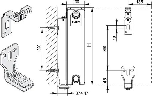 Радиатор стальной панельный Elsen ERV тип 22 500 x 1200 мм ERV220512