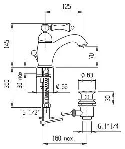 Смеситель для раковины Cezares Margot золото/белый MARGOT-LSM1-03/24-Bi, 2