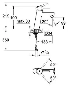 Смеситель для раковины Grohe Concetto хром 23451001 Смеситель для раковины Grohe Concetto хром 23451001, 2