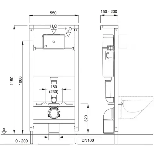 Инсталляция для подвесного унитаза Set 3 в 1 Pestan Fluenta SET40006356OB кнопки/белый, рамка/черный