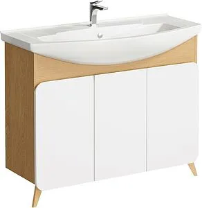 Тумба-умывальник напольная Aqwella Basic 105 белый/дуб золотой BAS0110DZ+4620008197388 Тумба-умывальник напольная Aqwella Basic 105 белый/дуб золотой BAS0110DZ+4620008197388, 1