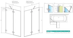 Шторка на ванну 1400мм прозрачное стекло Radaway Euphoria PND 140 L 10008140-01-01L, 2